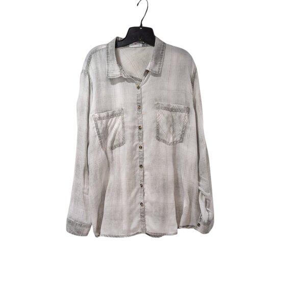 Maurices Gray Plaid Button Up Long Sleeve Casual Shirt Sz 3X - Picture 1 of 7